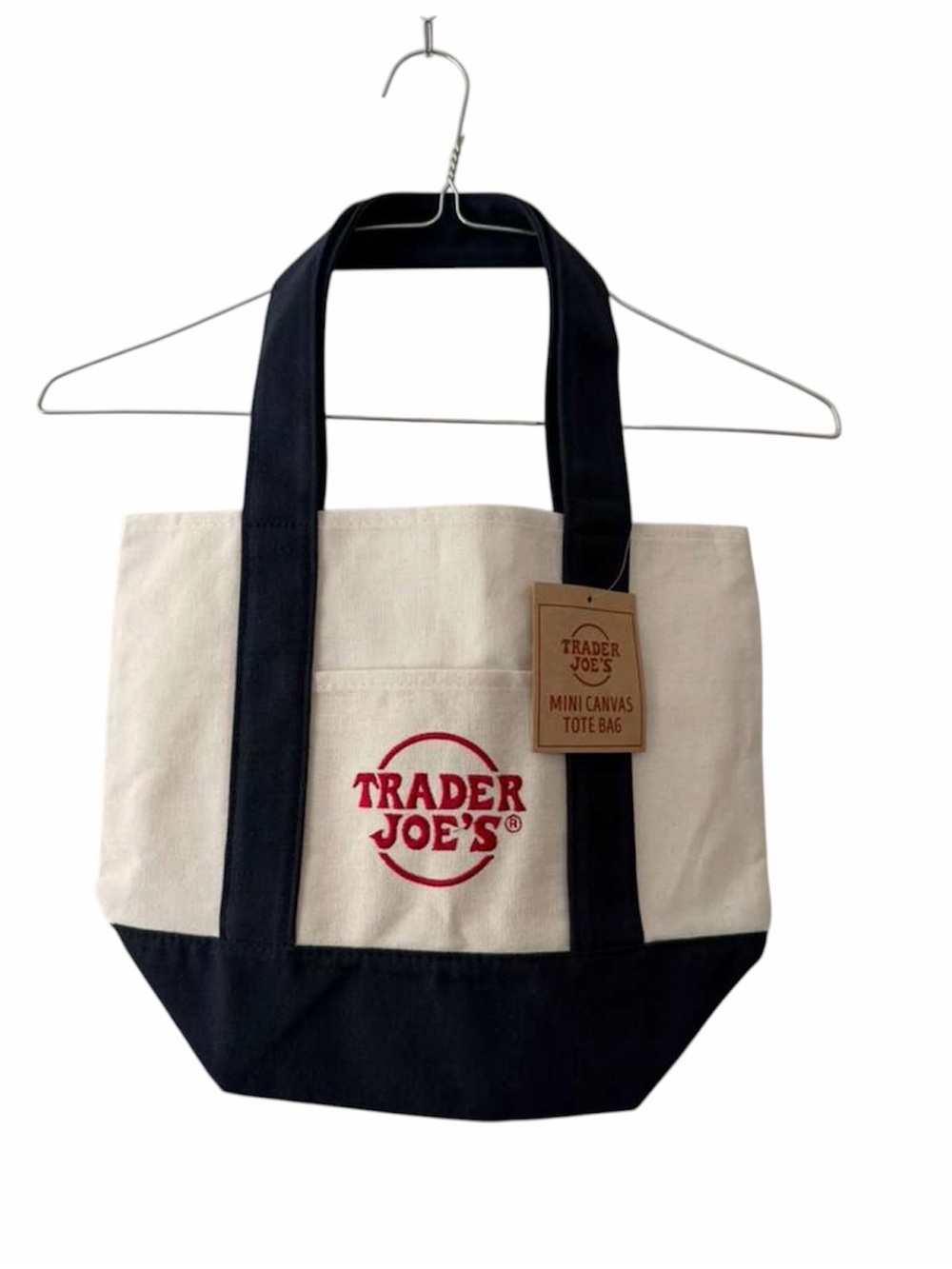 Trader Joe's Cream and Navy Mini Canvas Tote Bag